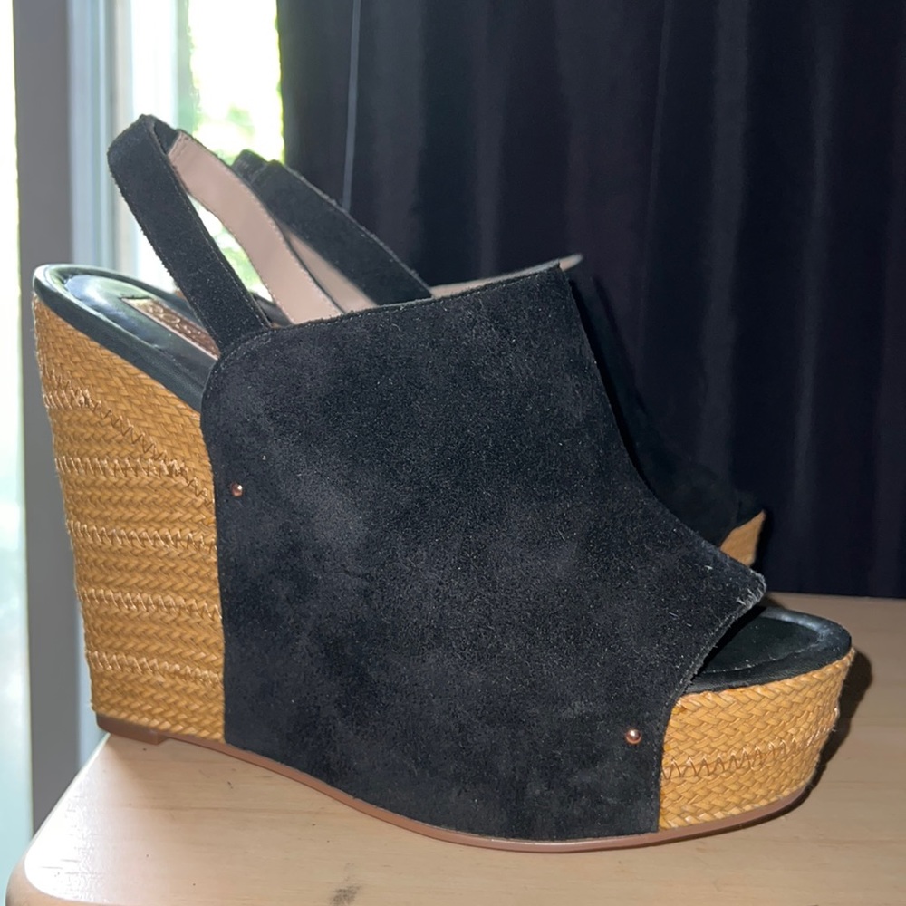 Black Suede Platform Wedge